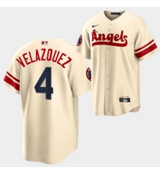 Men Los Angeles Angels 4 Andrew Velazquez 2022 Cream City Connect Cool Base Stitched Jersey