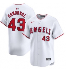 Men Los Angeles Angels 43 Patrick Sandoval White Home Limited Stitched Baseball Jersey