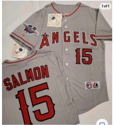 Men Los Angeles Tim Salmon #15 2002 World Series Baseball Jersey Gray