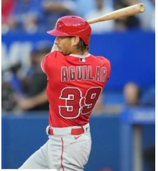 Men Nike Los Angeles Angels Ryan Aguilar #39 Red Flex Base Stitched MLB Jersey