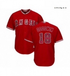 Mens Los Angeles Angels of Anaheim 18 Brian Goodwin Authentic Red Team Logo Fashion Cool Base Baseball Jersey 