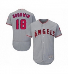 Mens Los Angeles Angels of Anaheim 18 Brian Goodwin Grey Road Flex Base Authentic Collection Baseball Jersey