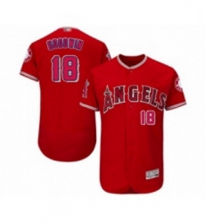 Mens Los Angeles Angels of Anaheim 18 Brian Goodwin Red Alternate Flex Base Authentic Collection Baseball Jersey