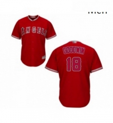 Mens Los Angeles Angels of Anaheim 18 Brian Goodwin Replica Red Alternate Cool Base Baseball Jersey 