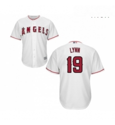 Mens Los Angeles Angels of Anaheim 19 Fred Lynn Replica White Home Cool Base Baseball Jersey 