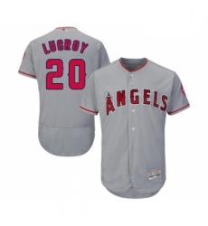 Mens Los Angeles Angels of Anaheim 20 Jonathan Lucroy Grey Road Flex Base Authentic Collection Baseball Jersey