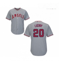 Mens Los Angeles Angels of Anaheim 20 Jonathan Lucroy Replica Grey Road Cool Base Baseball Jersey 