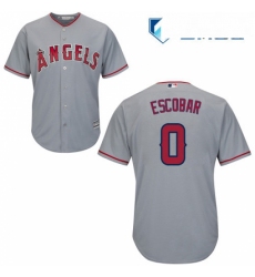 Mens Majestic Los Angeles Angels of Anaheim 0 Yunel Escobar Replica Grey Road Cool Base MLB Jersey 