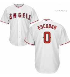 Mens Majestic Los Angeles Angels of Anaheim 0 Yunel Escobar Replica White Home Cool Base MLB Jersey 