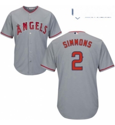 Mens Majestic Los Angeles Angels of Anaheim 2 Andrelton Simmons Replica Grey Road Cool Base MLB Jersey