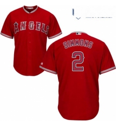 Mens Majestic Los Angeles Angels of Anaheim 2 Andrelton Simmons Replica Red Alternate Cool Base MLB Jersey