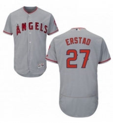 Mens Majestic Los Angeles Angels of Anaheim 27 Darin Erstad Grey Flexbase Authentic Collection MLB Jersey