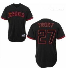 Mens Majestic Los Angeles Angels of Anaheim 27 Mike Trout Replica Black Fashion MLB Jersey