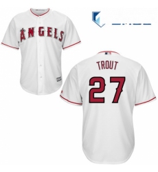 Mens Majestic Los Angeles Angels of Anaheim 27 Mike Trout Replica White Home Cool Base MLB Jersey