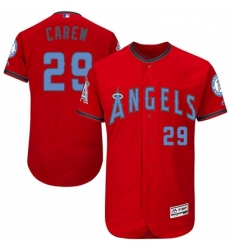 Mens Majestic Los Angeles Angels of Anaheim 29 Rod Carew Authentic Red 2016 Fathers Day Fashion Flex Base Jersey