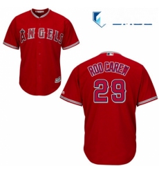 Mens Majestic Los Angeles Angels of Anaheim 29 Rod Carew Replica Red Alternate Cool Base MLB Jersey