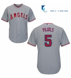 Mens Majestic Los Angeles Angels of Anaheim 5 Albert Pujols Replica Grey Road Cool Base MLB Jersey