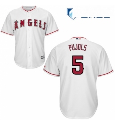 Mens Majestic Los Angeles Angels of Anaheim 5 Albert Pujols Replica White Home Cool Base MLB Jersey