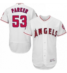 Mens Majestic Los Angeles Angels of Anaheim 53 Blake Parker White Home Flex Base Authentic Collection MLB Jersey