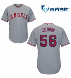 Mens Majestic Los Angeles Angels of Anaheim 56 Kole Calhoun Replica Grey Road Cool Base MLB Jersey