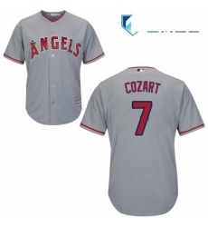 Mens Majestic Los Angeles Angels of Anaheim 7 Zack Cozart Replica Grey Road Cool Base MLB Jersey 