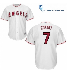 Mens Majestic Los Angeles Angels of Anaheim 7 Zack Cozart Replica White Home Cool Base MLB Jersey 