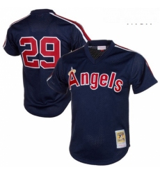 Mens Mitchell and Ness 1984 Los Angeles Angels of Anaheim 29 Rod Carew Replica Navy Blue Throwback MLB Jersey