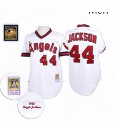 Mens Mitchell and Ness Los Angeles Angels of Anaheim 44 Reggie Jackson Replica White Throwback MLB Jersey