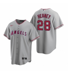 Mens Nike Los Angeles Angels 28 Andrew Heaney Gray Road Stitched Baseball Jersey