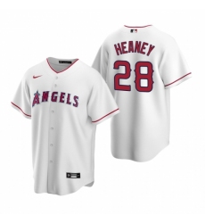 Mens Nike Los Angeles Angels 28 Andrew Heaney White Home Stitched Baseball Jersey