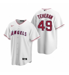 Mens Nike Los Angeles Angels 49 Julio Teheran White Home Stitched Baseball Jersey