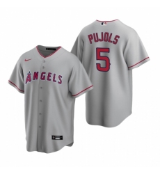 Mens Nike Los Angeles Angels 5 Albert Pujols Gray Road Stitched Baseball Jerse