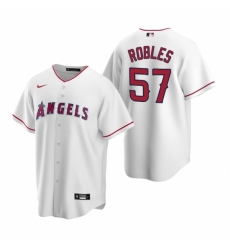 Mens Nike Los Angeles Angels 57 Hansel Robles White Home Stitched Baseball Jersey