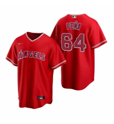 Mens Nike Los Angeles Angels 64 Felix Pena Red Alternate Stitched Baseball Jersey