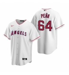 Mens Nike Los Angeles Angels 64 Felix Pena White Home Stitched Baseball Jersey