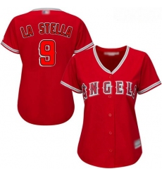 Angels #9 Tommy La Stella Red Alternate Women Stitched Baseball Jersey