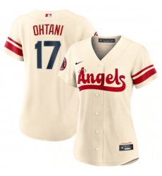 Women Los Angeles Angels 17 Shohei Ohtani 2022 Cream City Connect Stitched Baseball Jersey 28Run Small 2