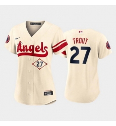 Women Los Angeles Angels 27 Mike Trout 2022 Cream City Connect Stitched Baseball Jersey
