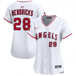 Women Los Angeles Angels 28 Kyle Hendricks White Home Stitched Baseball Jersey