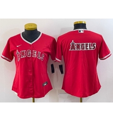 Women Los Angeles Angels Red Team Big Logo Stitched Baseball Jersey