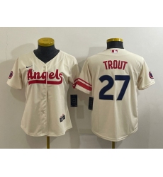Women's Los Angeles Angels #27 Mike Trout Cream 2022 City Connect Cool Base Stitched Jersey