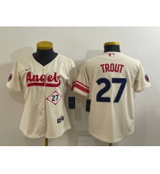 Women's Los Angeles Angels #27 Mike Trout Number Cream 2022 City Connect Cool Base Stitched Jersey