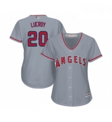 Womens Los Angeles Angels of Anaheim 20 Jonathan Lucroy Replica Grey Road Cool Base Baseball Jersey 