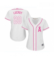 Womens Los Angeles Angels of Anaheim 20 Jonathan Lucroy Replica White Fashion Cool Base Baseball Jersey 