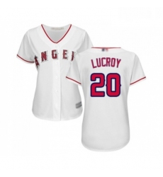 Womens Los Angeles Angels of Anaheim 20 Jonathan Lucroy Replica White Home Cool Base Baseball Jersey 