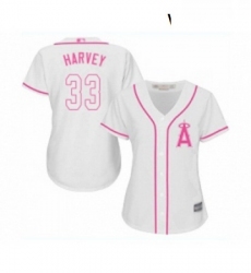 Womens Los Angeles Angels of Anaheim 33 Matt Harvey Replica White Fashion Cool Base Baseball Jersey 