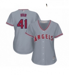 Womens Los Angeles Angels of Anaheim 41 Justin Bour Replica Grey Road Cool Base Baseball Jersey 