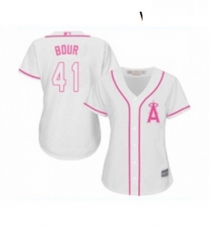 Womens Los Angeles Angels of Anaheim 41 Justin Bour Replica White Fashion Cool Base Baseball Jersey 
