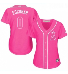 Womens Majestic Los Angeles Angels of Anaheim 0 Yunel Escobar Authentic Pink Fashion MLB Jersey 