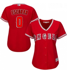 Womens Majestic Los Angeles Angels of Anaheim 0 Yunel Escobar Replica Red Alternate MLB Jersey 